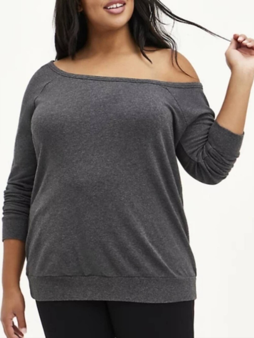 torrid Charcoal Gray Off The Shoulder Sweater